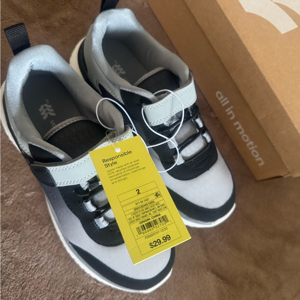 All in Motion Black and Gray Sneakers with Athletic Design